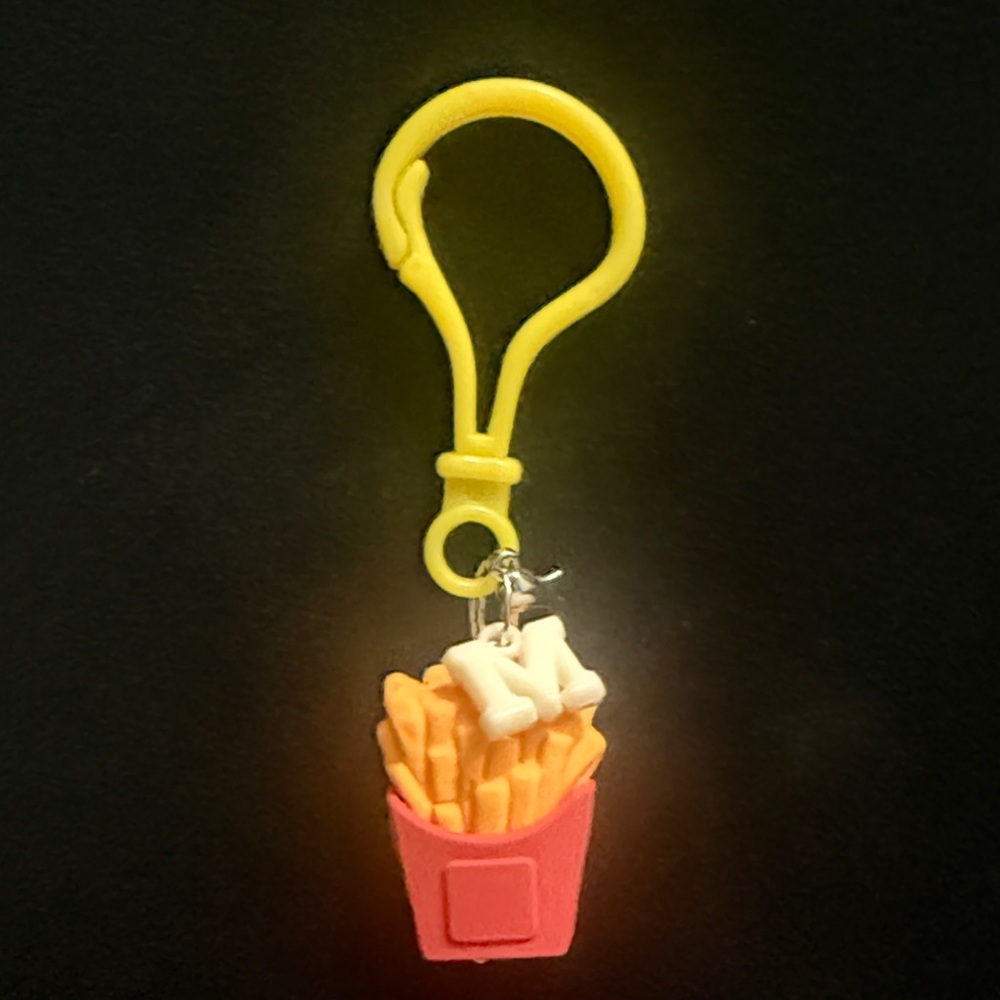 French Fry Keychain with Yellow and Red Design